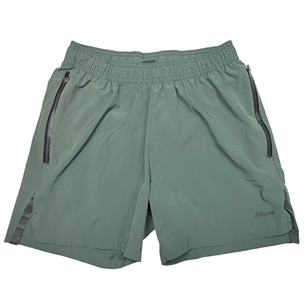 Mitre Adult Size Small Green Soccer Training Shorts Zip Pockets Athletic